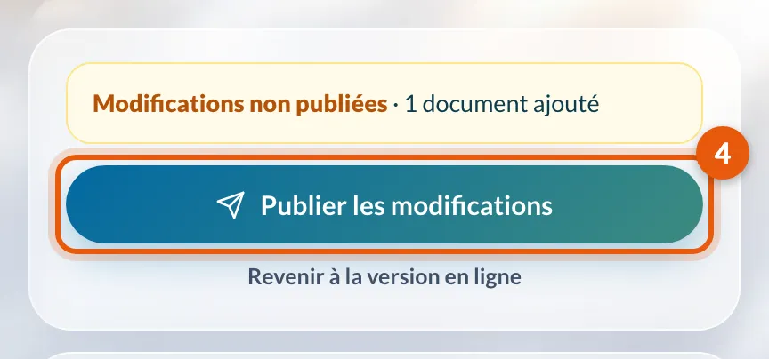 Le bouton Publier les modifications et l'état de la publication