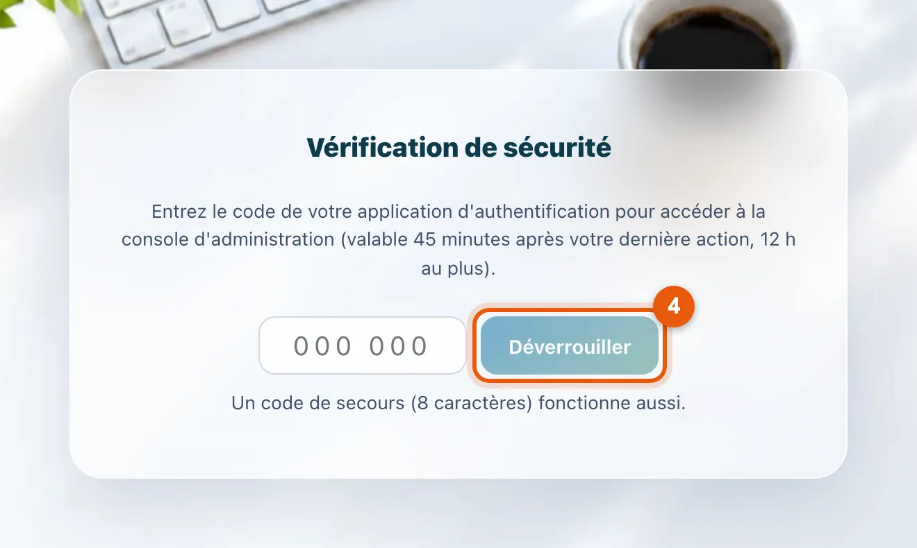 L'écran Vérification de sécurité et son bouton Déverrouiller