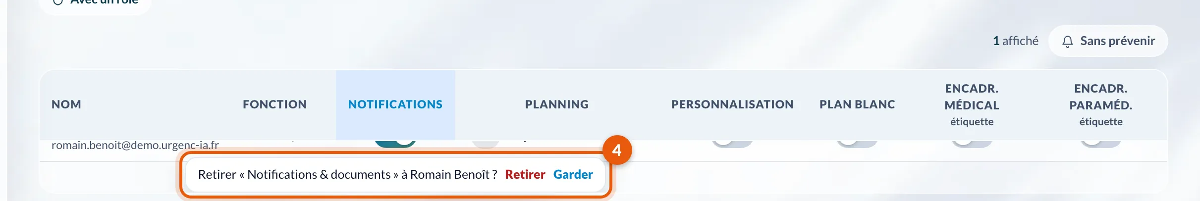 La confirmation Retirer ou Garder dans la ligne